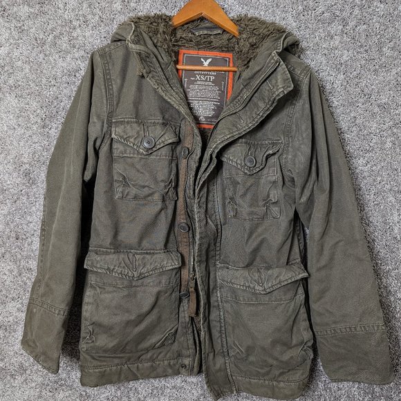 American Eagle Outfitters Jacket Mens XS Faux Fur Lined with Hood (Broken Zip) - Picture 1 of 12